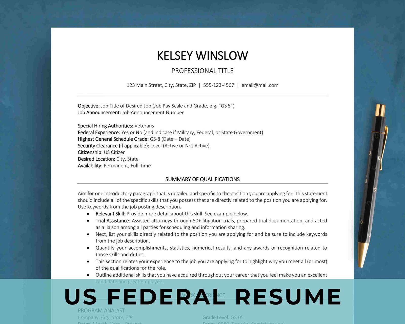 Federal Government Resume Formatting